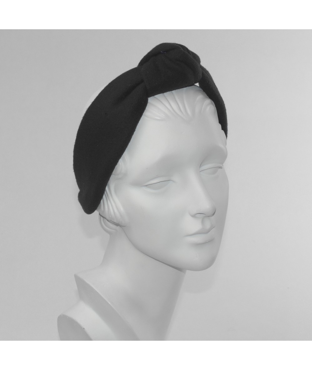 Fleece Center Turban Earmuff Headband Black