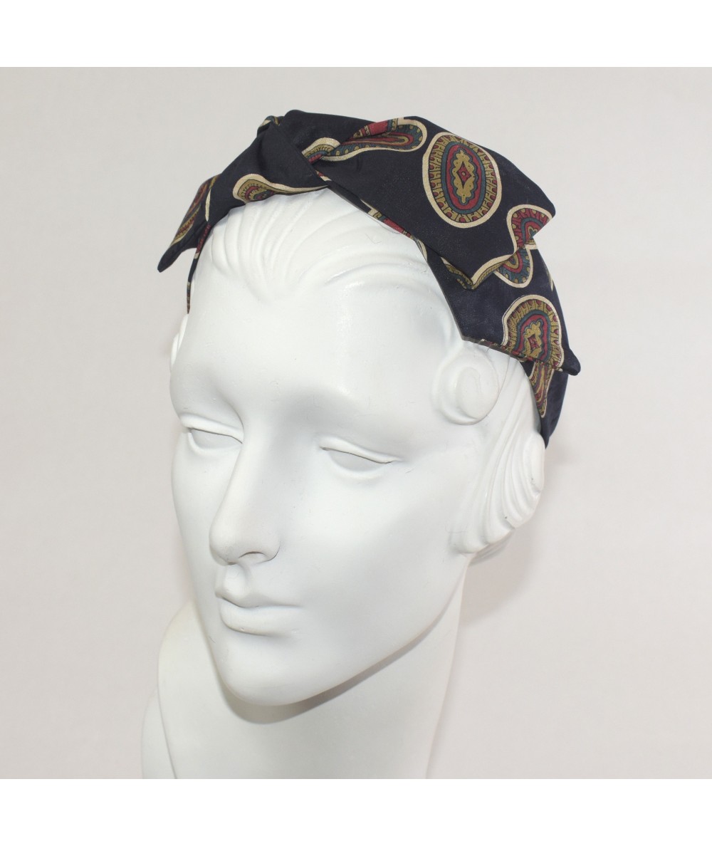 Paisely Silk Print Side Bow Headband