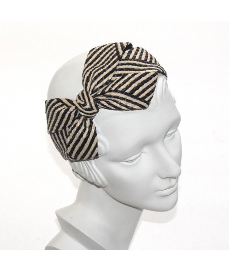 Black Natural Raffia Carolina Bow Headband