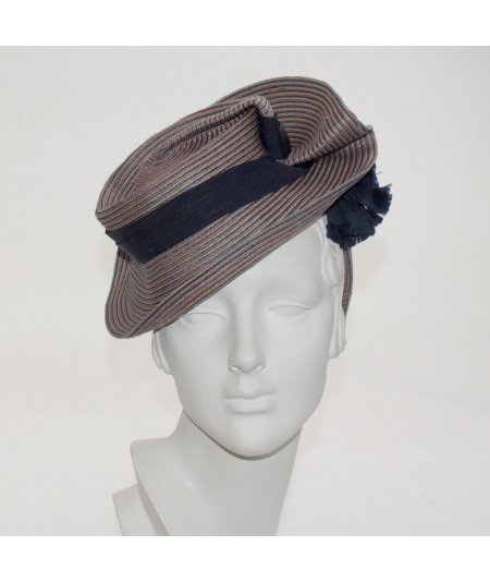 Colored Stitch Tilted Headpiece with Grosgrain Detail