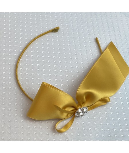 Yellow Gold Satin Bow Sparkle Headband