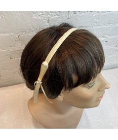 Cream Grosgrain Side Bow and Sparkle Headband